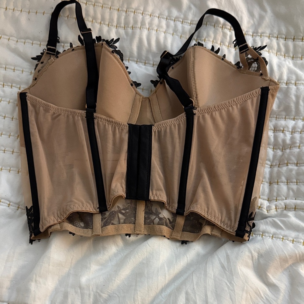 * Victoria’s Secret * Lace Bralette Bustier Set- Red Tan lace, 34DD 34DDD - NWT - Picture 4 of 9